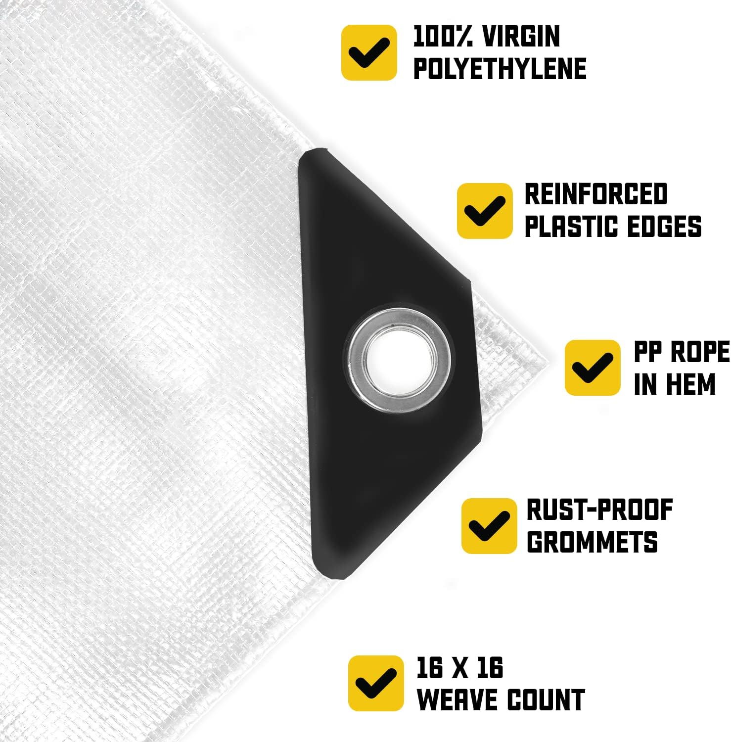 Core Tarps Extreme Heavy Duty 20 Mil Tarp Cover, Waterproof, UV Resistant, Rip and Tear Proof, Poly Tarpaulin with Reinforced Edges for Roof, Patio, Pool, Boat (White 30′ X 50′)