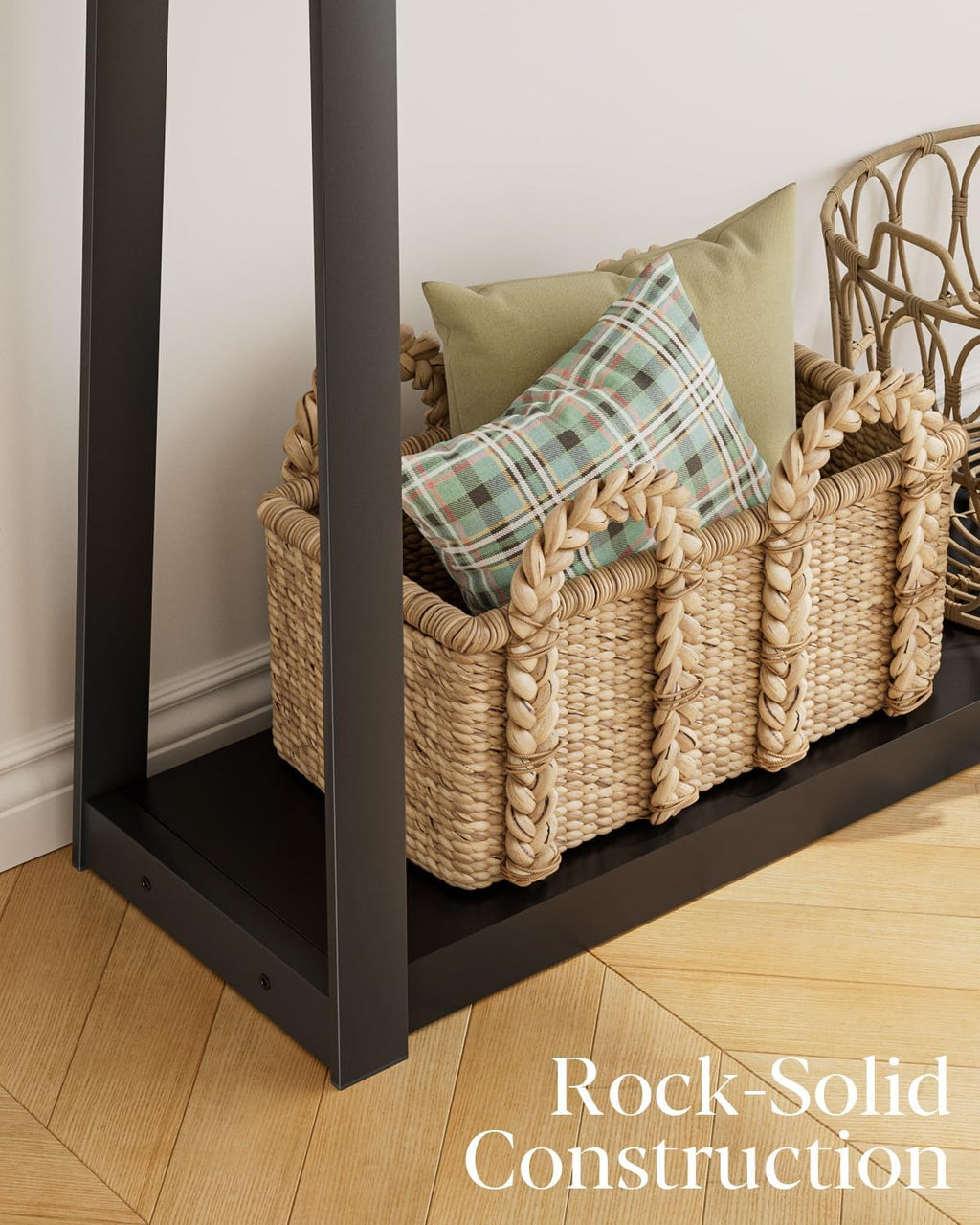 Masupu Console Table with Storage, Sofa Table with Shelf, Narrow Entryway Table for Hallway, Behind The Couch, Living Room, Foyer, Black