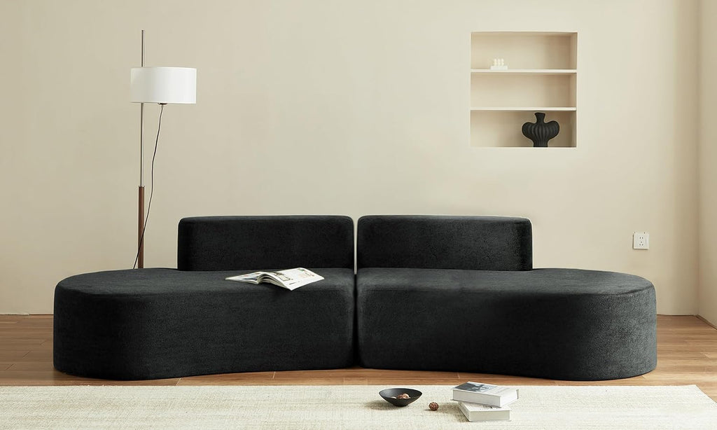 Swbvs Modular Floor Sofa Set, Boneless Memory Foam Lounge Couch, Convertible Low-Profile Seating for Living Room, Bedroom & Small Spaces, Washable Cover, Modern Black