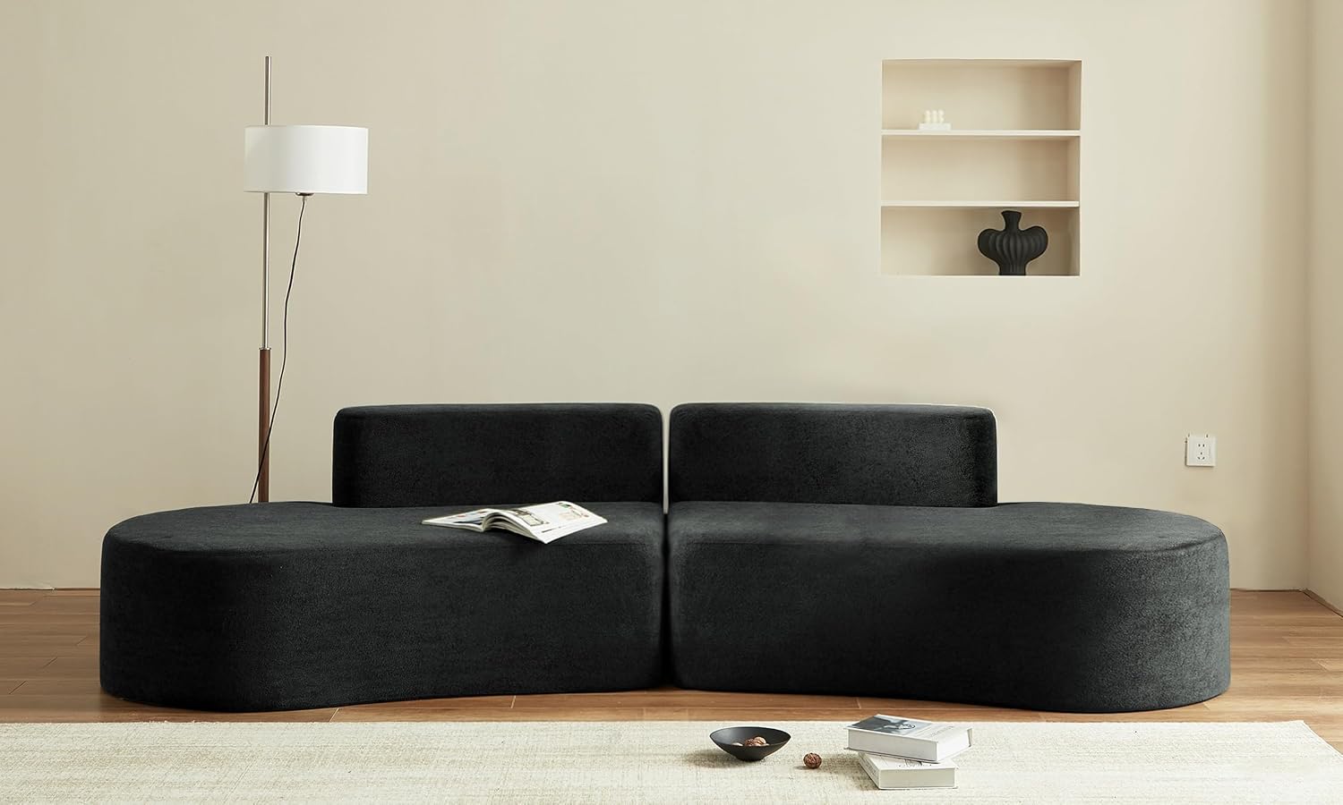 Swbvs Modular Floor Sofa Set, Boneless Memory Foam Lounge Couch, Convertible Low-Profile Seating for Living Room, Bedroom & Small Spaces, Washable Cover, Modern Black