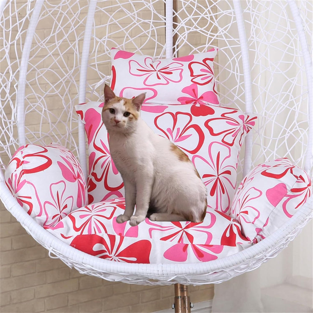 Egg Chair Cushion, Soft and Comfortable Hanging Basket Chair Cushion, Outdoor Recreation Egg Swing Chair Cushion(Pink Flowers)