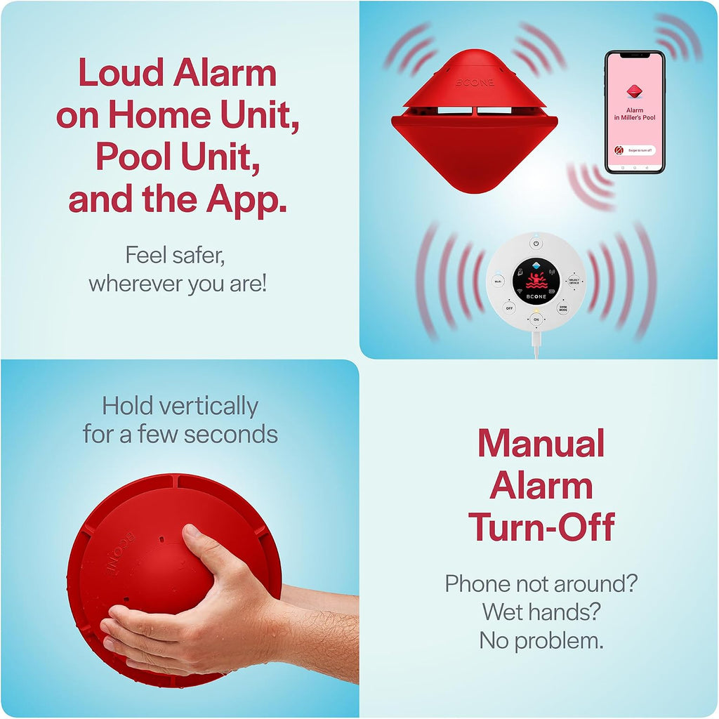 BCONE® Pool Alarm by Lifebuoy® | ASTM F2208 Certified | Floating Safety Device with App Alerts + Alexa Voice Control | 2.4GHz Wi-Fi | for Inground & Above-Ground Pools