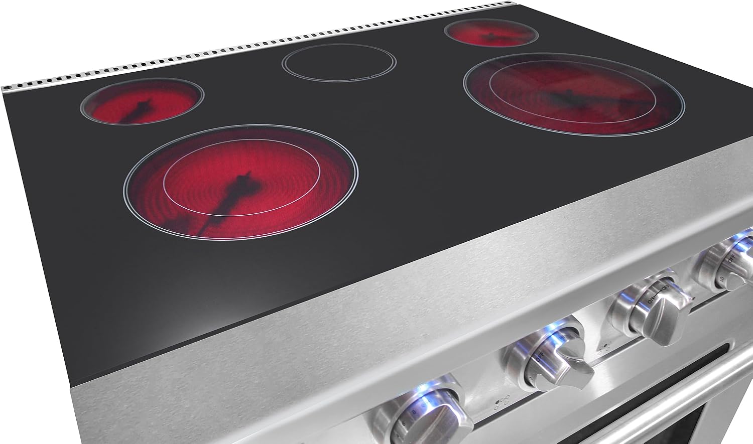 KOSTCH 30 inch Professional Electric Range with 5 Heating Elements Cooktop, 4.55 Cu. Ft. Convection Oven Capacity, Smooth Glass Top, in Stainless Steel, KOS-30RE06H (White)