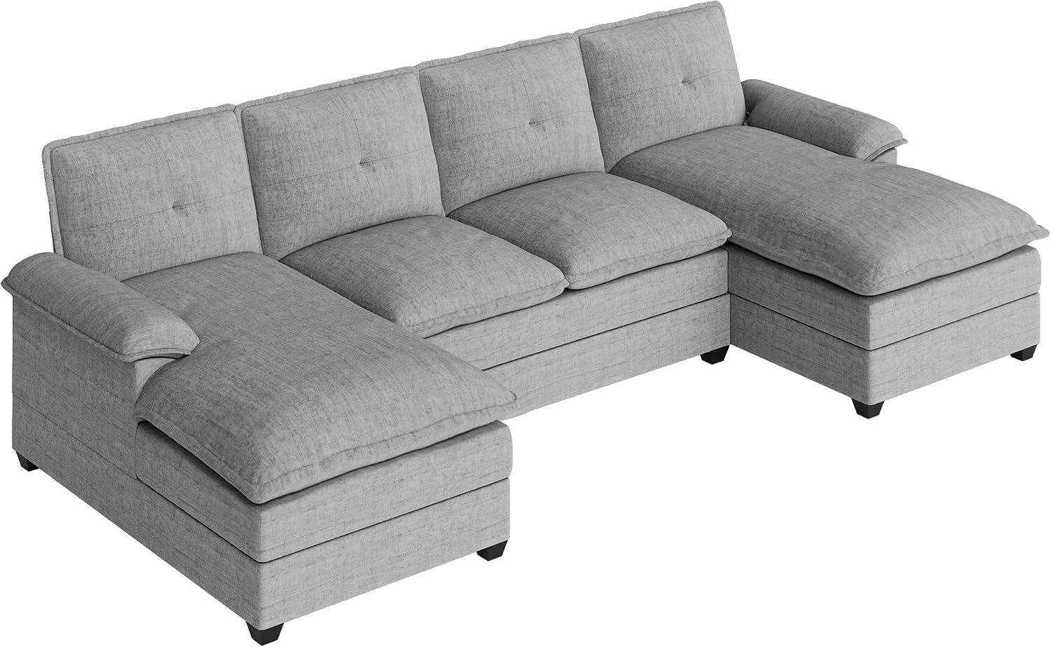 U Shaped Sectional Couches for Living Room,110' Modern Big Sofa Couch with Double Chaise,4 Seat Modular Sofa Couches with Thick Cushion & Soft Backrest