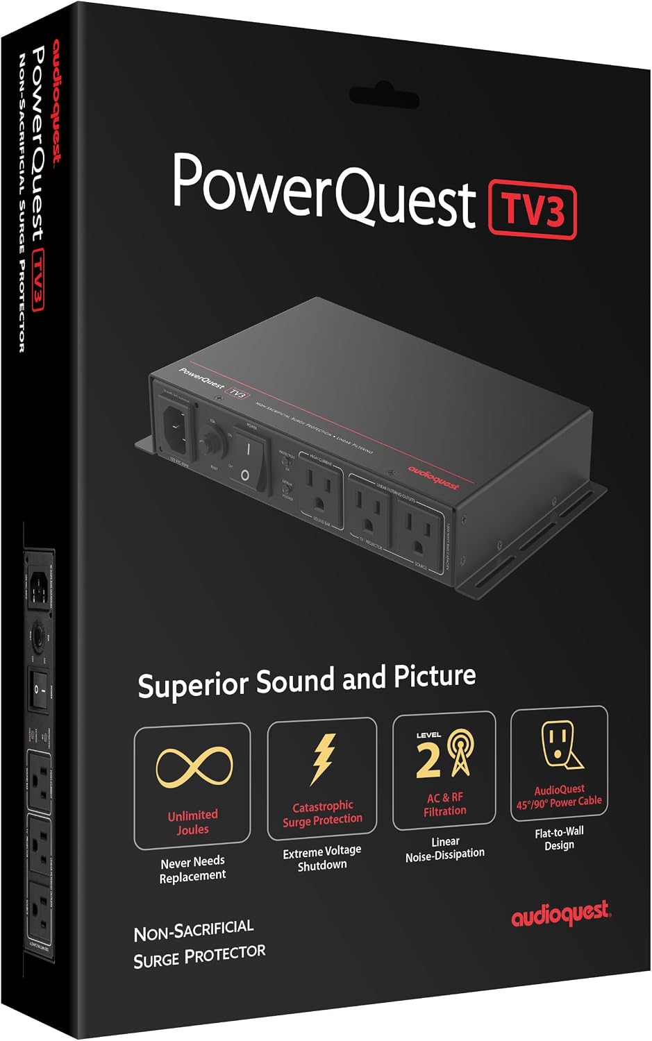 Samsung QN77S90FAFXZA 77 Inch 4K OLED Smart TV with an AudioQuest PQTV3 3-Outlet Non-Sacrificial Surge Protector (2025)