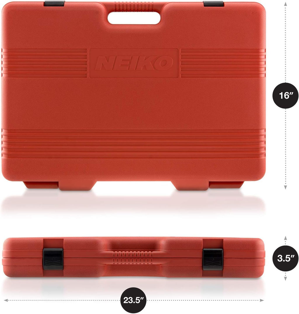 NEIKO 02448A 1/2' Drive Master Impact Socket Set, 65 Piece, Standard SAE (3/8'-1-1/4') & Metric (10-24 mm) Sizes, Deep & Shallow Kit, Includes Adapters & Ratchet Handle