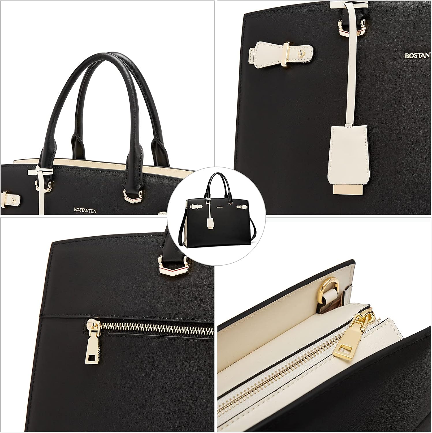 BOSTANTEN Briefcase for Women 15.6 Inch Genuine Leather Laptop Briefcase Shoulder Work Tote Bag Purse