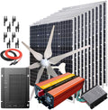 1600W Wind Solar Generator Kit with 2000W Inverter: 400W Wind Turbine(6 Blades) + 10PCS 120W Mono Solar Panels + MPPT Charge Controller + Accessories (1600W kit with 2000W Inverter, for 12V System)