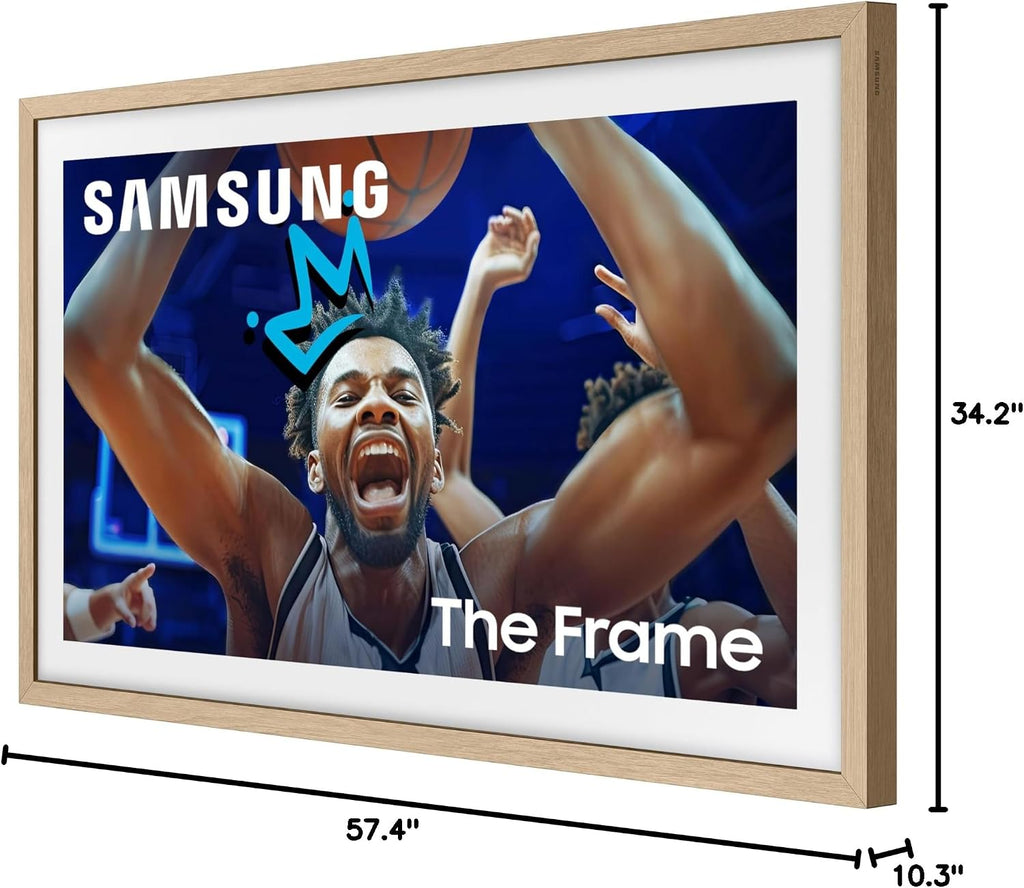 Samsung QN65LS03DAFXZA 65 Inch The Frame 4K Smart Quantum HDR TV with a Samsung VG-SCFA65TKB 65 Inch The Frame Customizable Bezel - Modern Teak (2024)