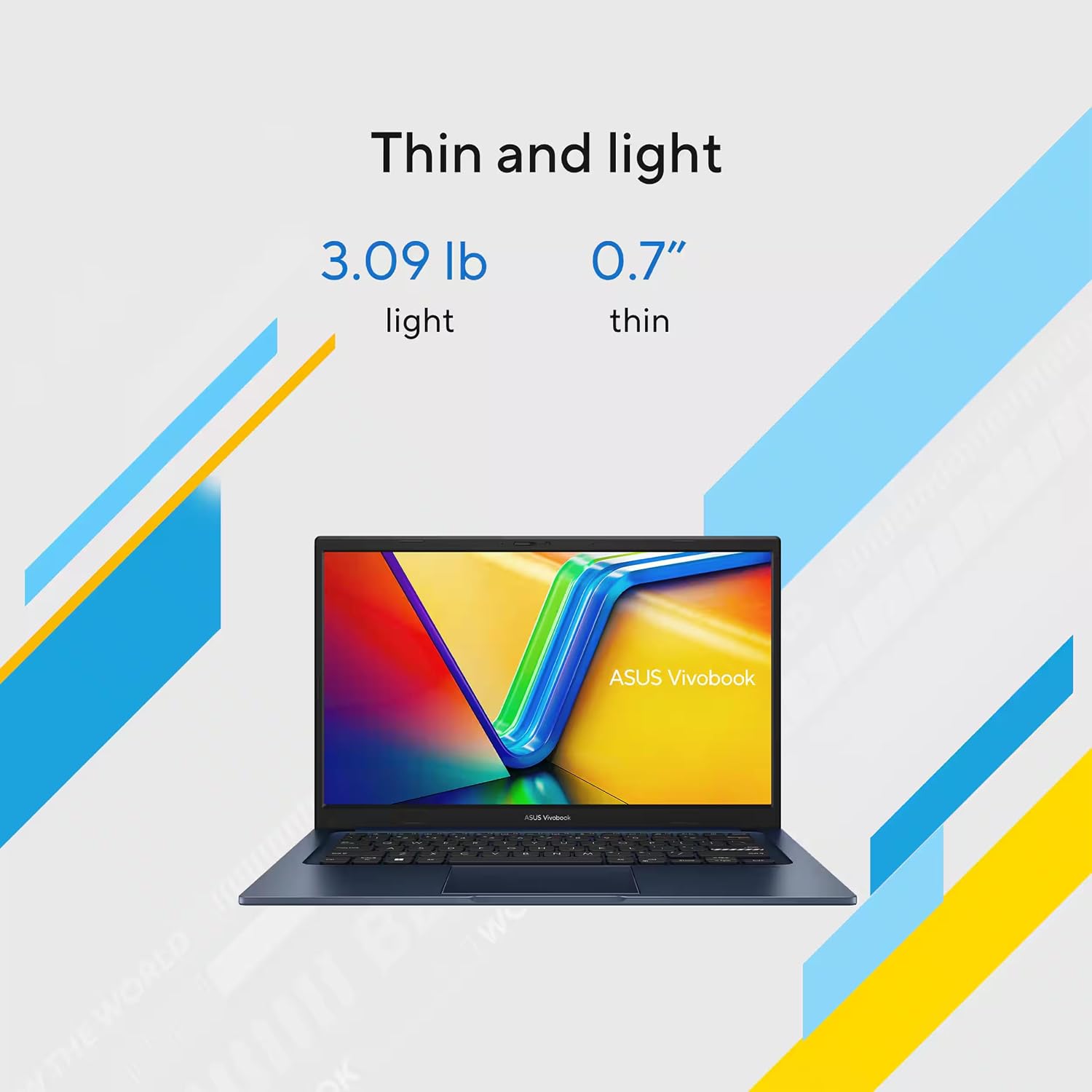 ASUS Vivobook 14' FHD Laptop, Intel Core i3-1315U, 12GB RAM, 256GB PCIe SSD, 8-in-1 HUB & USB Flash Drive, Wi-Fi, HDMI, Webcam, Long Battery Life, Touchpad, Quiet Blue • Windows 11