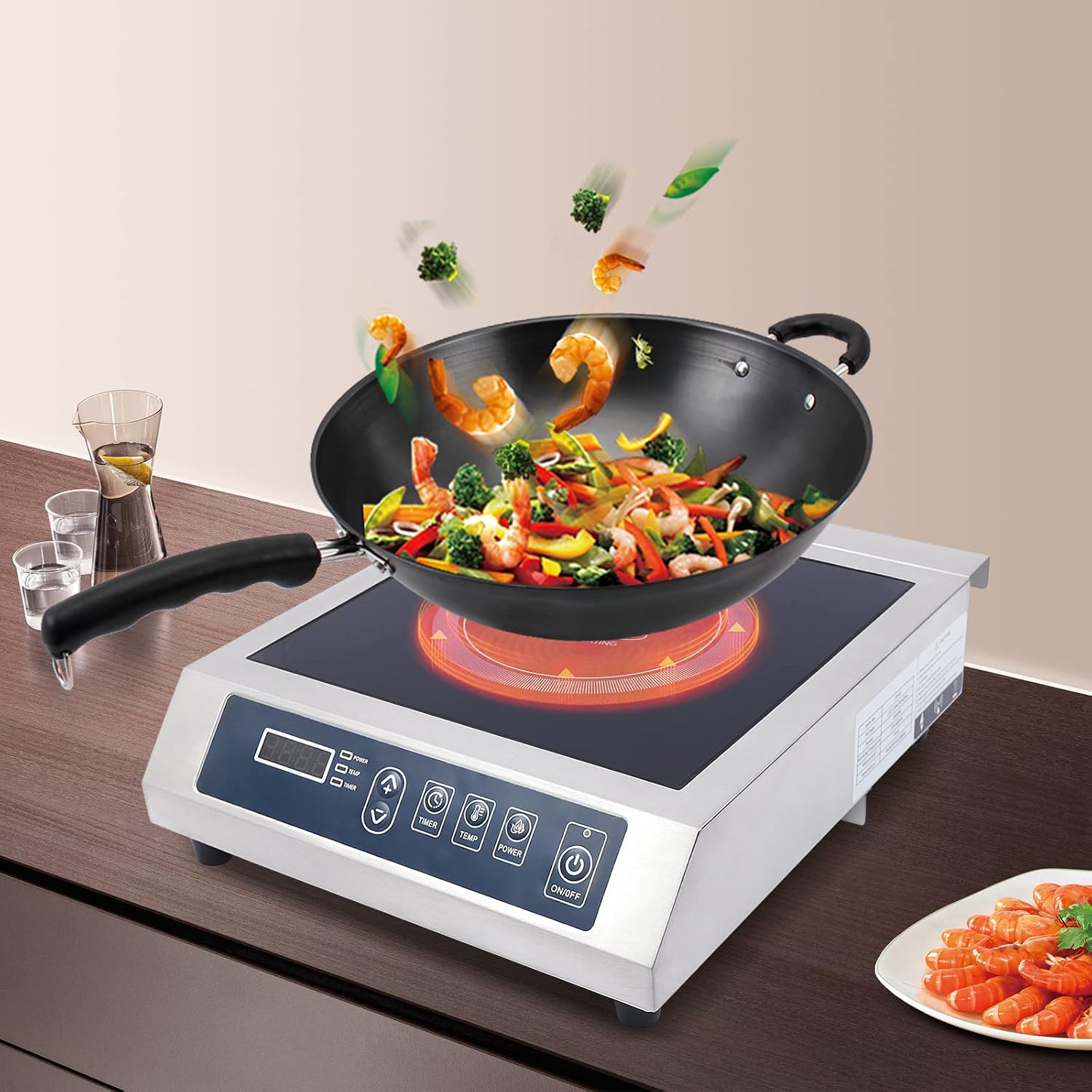 Induction Cooktop,Portable Induction Cooktop Countertop Burner,Professional Countertop Induction Cooktop with Push-button,Overheating Protection (1800W)