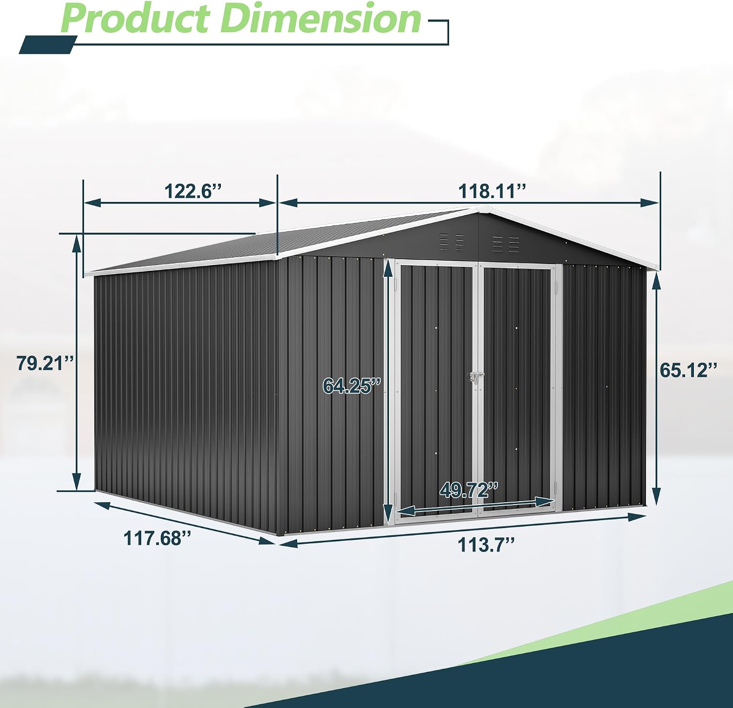 10x10 FT Shed Outdoor Storage Shed Metal Garden Shed with Lockable Doors & Slooping Roof Tool Shed Bike Shed for Backyard, Patio, Poolside (Black)