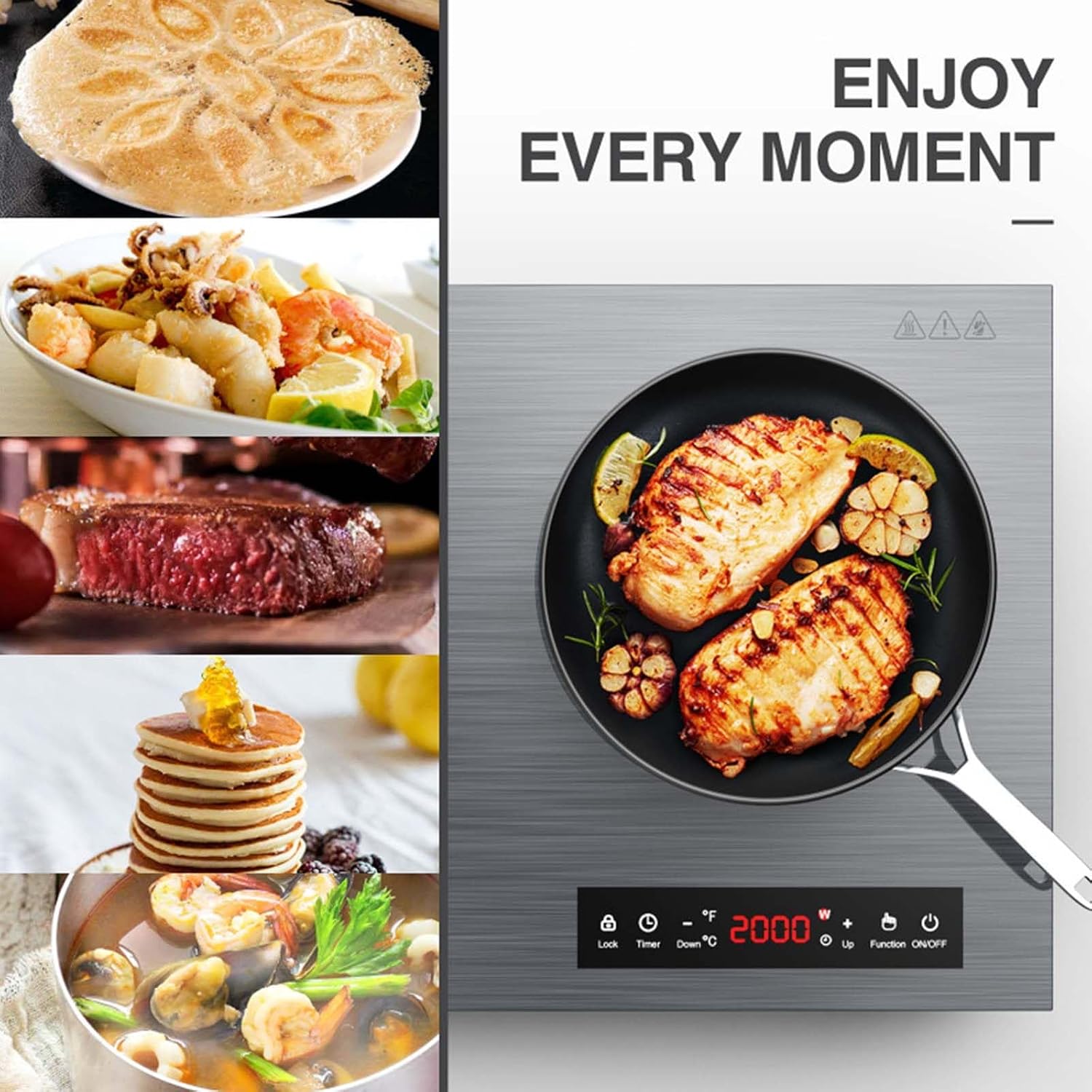 23.6Inch Portable Induction Cooktop with 2 Burners, 9 Power Levels (2000W*2), Timer (1Min-180Mins)/Child Lock-Over-Heat Protection-Sensor Touch