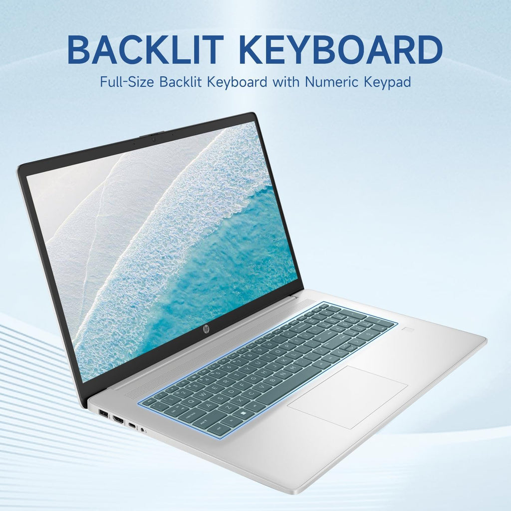 HP Essential 2025 Laptop, 17.3' FHD, CORE 7 (Beats i7 1355), 64GB RAM, 2TB SSD, FP Reader, Backlit KB, Webcam, Wi-Fi 6, Windows 11 Home, Silver, Bundle with PCO Laptop Cooler