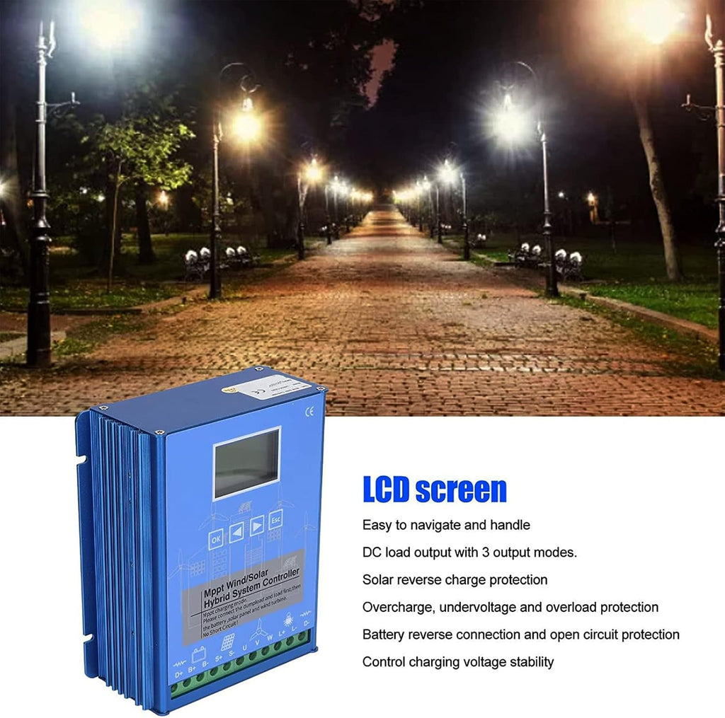 3000W Hybrid MPPT Wind and Solar Controller, Charging Regulator with MPPT Boost Charge Regulator,12V 24V 48V