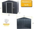 JT 7.5x5.5FT Outdoor Storage Shed with Floor Frame, Metal Garden Shed with Sliding Doors, Waterproof Galvanized Steel Storage House for Backyard Garden, Patio (Black, 7.5 * 5.5FT)
