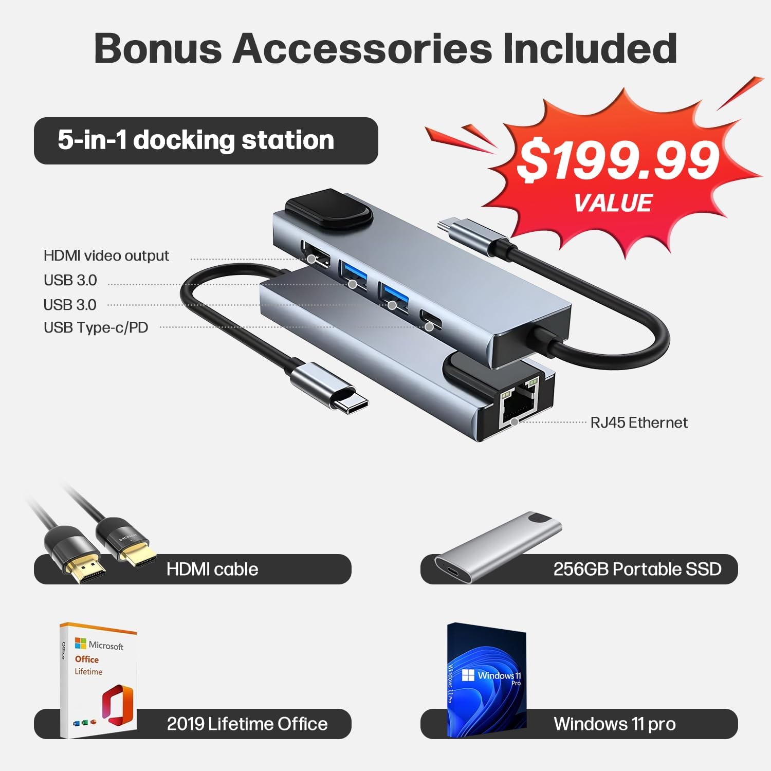 HP 2025 New 15.6' HD Touchscreen Laptop, Intel i3-1315U, 32GB RAM, 2TB SSD + 256GB Portable SSD, AI Copilot, Office Lifetime, Bundle with Docking Station & HDMI, For Business & Student, Windows 11 Pro
