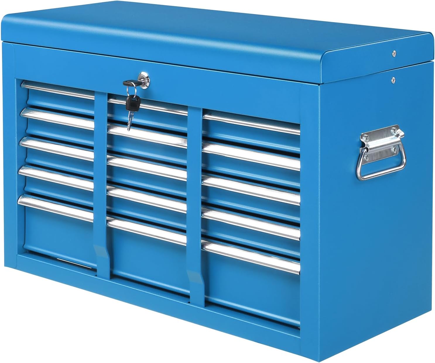 Winado 24' Portable Tool Box, 5 Drawer Tool Chest with Carry Handle, Top Case, Ball Bearing Runners, Lockable Metal Hand Toolbox for Garage, Warehouse, Repair Shop & Home, Blue