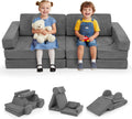 Costzon 14 PCS Modular Kids Play Couch, Child Sectional Sofa, Versatile Toddler Soft Building Blocks Sofa Playset for Playroom Bedroom, Convertible Foam and Floor Cushion for Boys Girls Gifts (Gray)