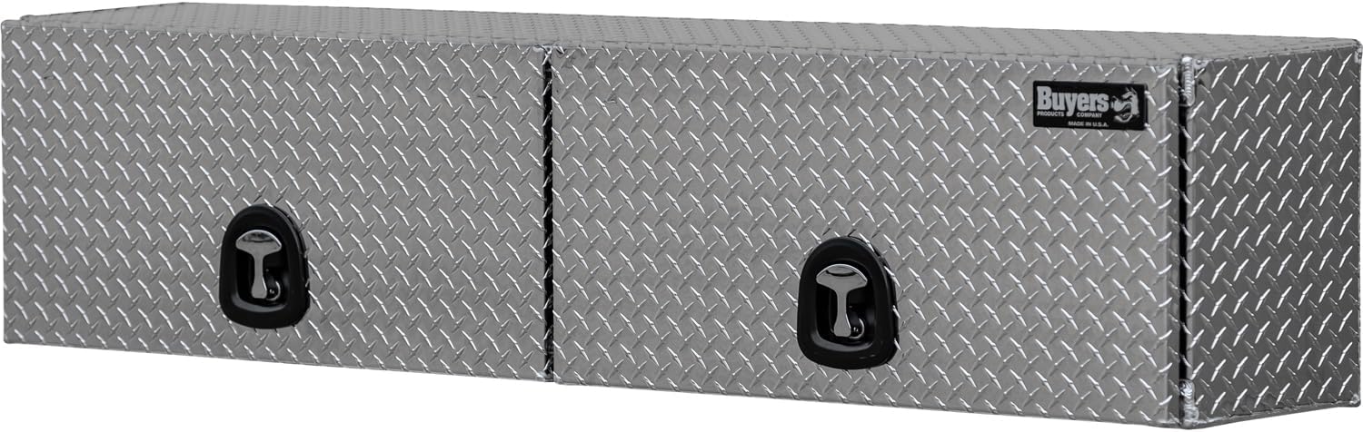 Buyers Products 1701351 Topsider Truck Tool Box, 16x13x72 Inch Diamond Tread Aluminum, Dual Flip-Up Doors, Locking Compression Latches, Weather Resistant, No-Drill Mount, Made in USA