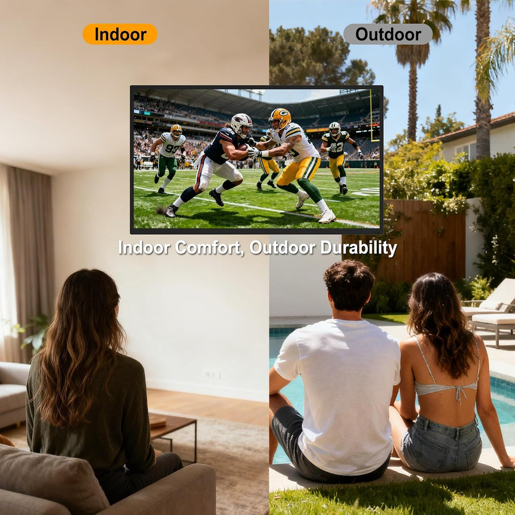 Outdoor TV, 65Inch 4K Outdoor Smart TV, 1000nits High Brightness Outdoor TVs, IP65 Waterproof TV, Voice Assistant Remote, Compatible with Dolby, Wide Viewing Angle Smart TV, Suitable for Partial Sun