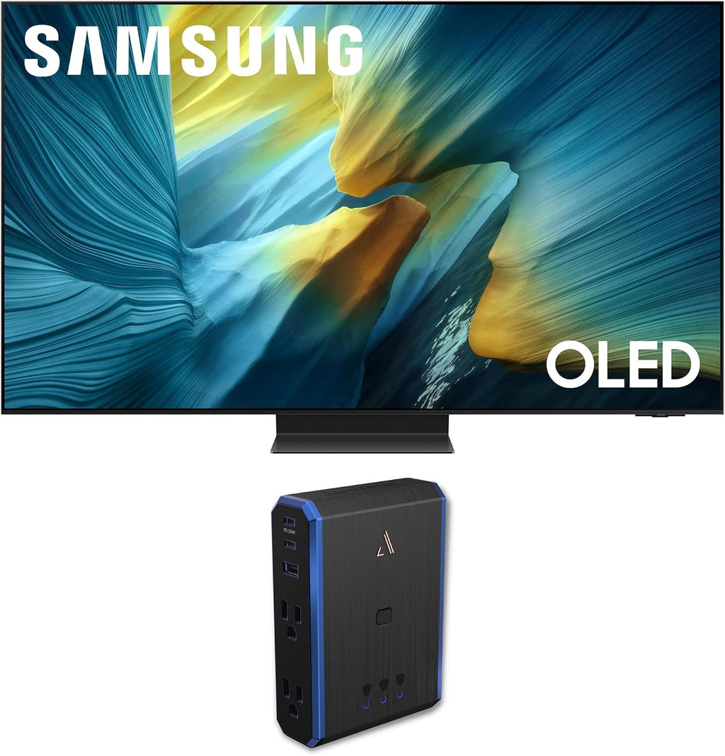 Samsung 65-Inch Class OLED S95F 4K Glare Free Smart TV NQ4 AI Gen3 Processor, OLED HDR Pro, Motion Xcelerator 164Hz, Dolby Atmos Bundle with an Austere 5S-PS4-US1 4-Outlet Power (2025)