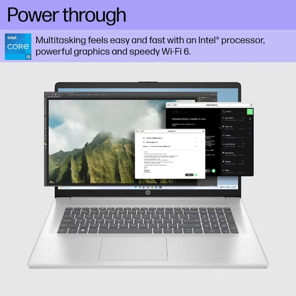 HP 17.3' Touchcreen Laptop - Backlit KB and Fingerprint Reader - Intel 13th 10-Core i5-16GB RAM, 512GB SSD - Win 11 Home and Microsoft 365 Web w/o Mouse