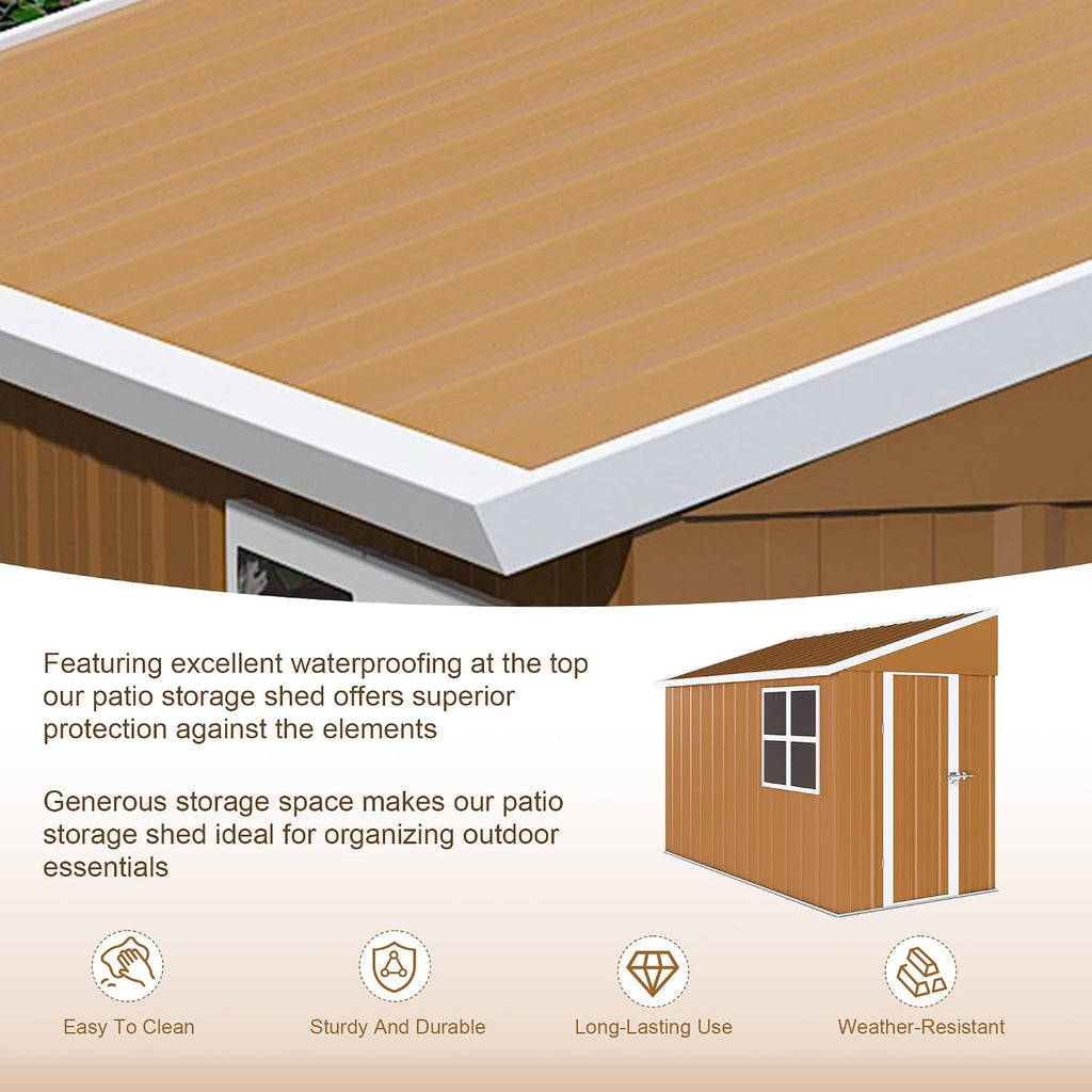 Montary 8X4 FT Outdoor Storage Shed with Windows, Lockable Door & Ventilation - Weatherproof Metal Garden Shed, Outdoor Tool Storage House for Backyard, Lawn, Patio,Yard