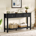 Treocho 53.1' Console Table with 3 Drawers, Modern Entryway Table, 2-Tier Narrow Long Sofa Table Behind Couch Table for Living Room, Hallway, Black