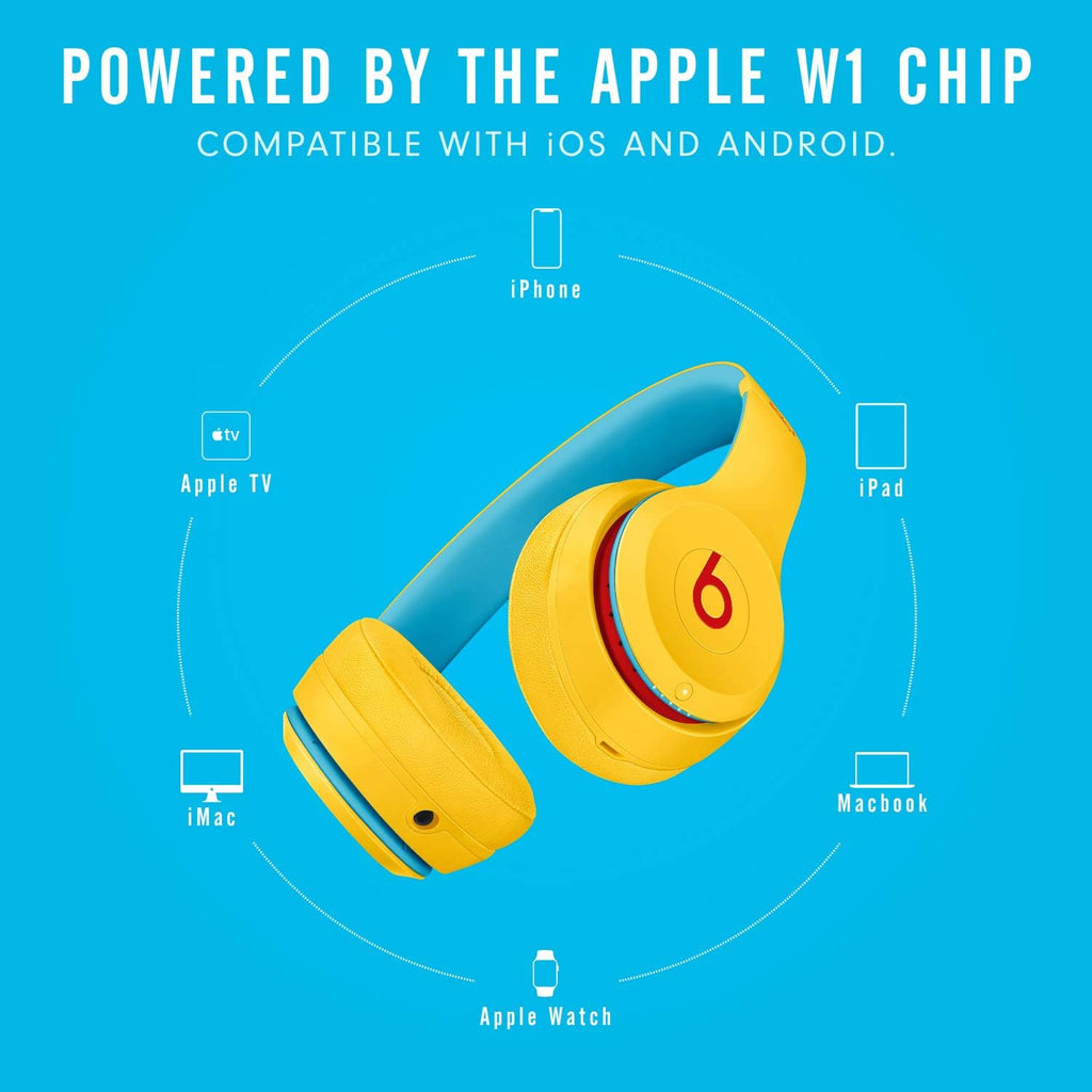 Beats Solo3 Wireless On-Ear Headphones - Apple W1 Headphone Chip, Class 1 Bluetooth, 40 Hours of Listening Time, Built-in Microphone - Club Yellow (Latest Model)