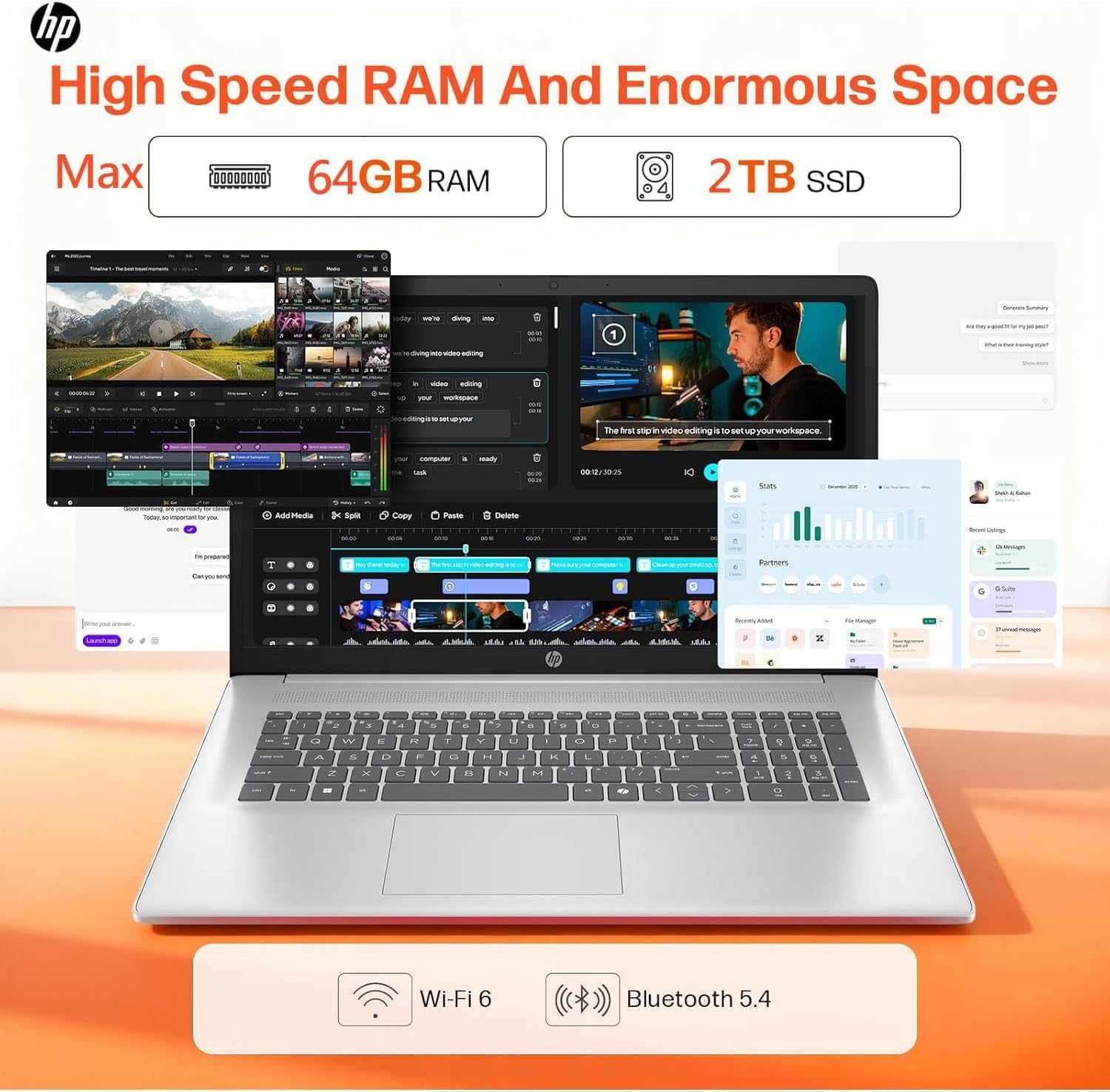 HP 17.3' Business Laptop, Powerful Intel 13th 8 Cores i3 CPU (Beat 11th i5), 8GB RAM, 256GB SSD, USB-C, Wi-Fi 6, Windows 11 + Copilot, Office 365 for The Web, No Mouse