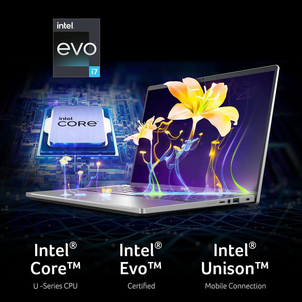 Acer Swift Go Intel Evo Thin & Light Premium Laptop 14' 1920x1200 100% sRGB Touch Screen Display Intel Core i7-1355U Intel Iris Xe 16GB LPDDR5 512GB Gen 4 SSD SFG14-71T-72QV