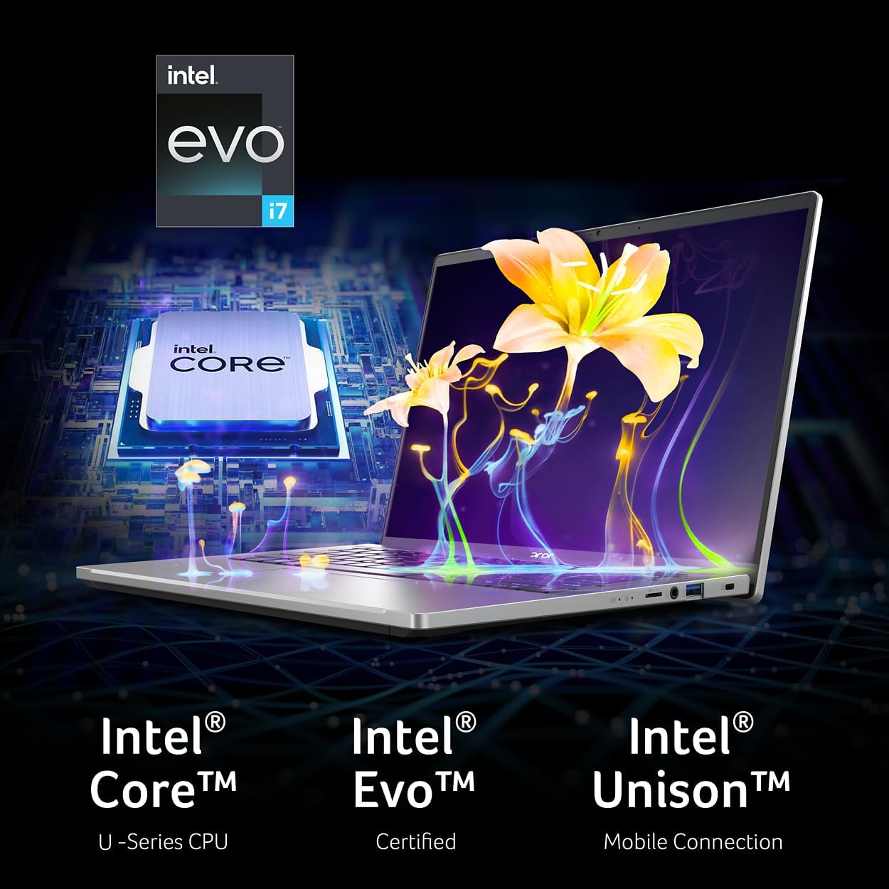 Acer Swift Go Intel Evo Thin & Light Premium Laptop 14' 1920x1200 100% sRGB Touch Screen Display Intel Core i7-1355U Intel Iris Xe 16GB LPDDR5 512GB Gen 4 SSD SFG14-71T-72QV