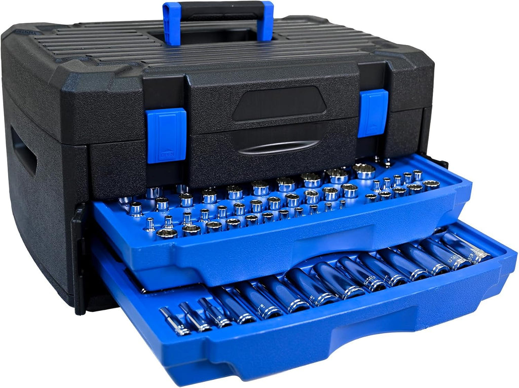 266-Piece Mechanic's Tool Kit | Portable Locking Tool Box with Detachable Drawers | Carbon Steel All-in-One Hand Tool Set for Auto, Home & DIY Repair