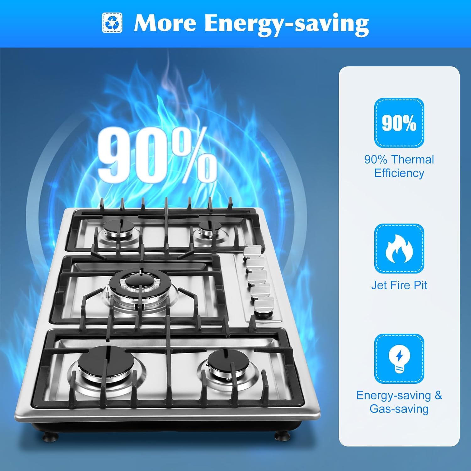 2 Burner Natural Gas Cooktop, Cooktop Stove Top, Tempered Glass Burners Stove with Anti-Temper Protection for Apartment, Indoor (Not Included Gas Pipe) (4)