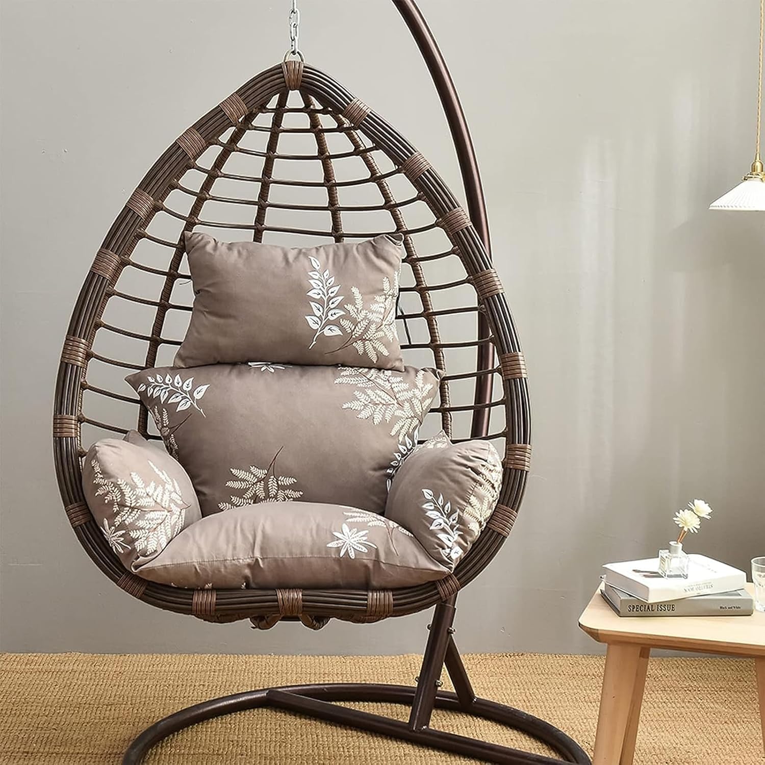 Swing Egg Chair Cushion,New Thickened Hanging Egg Chair Cushion,Large Soft Seat Cushion Washable Rocking Chair Cushion for Indoor Bedroom Garden Backyard,Easy to Clean (Color : B)