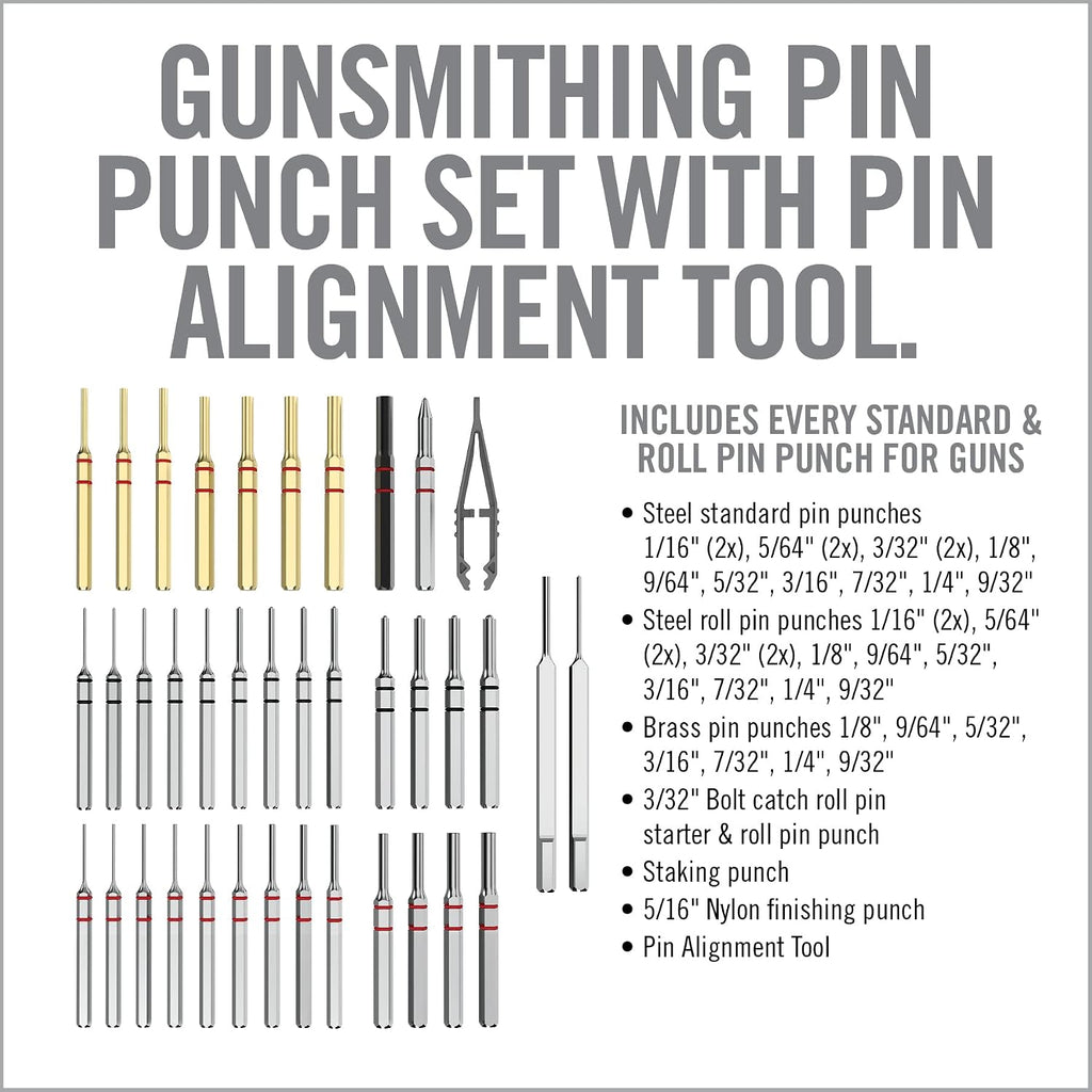 Real Avid Punch Set, Gunsmithing Tool Kit with Roll Pin Punch Set, Flat Tip Metal Punch Set, Brass Punch Set and Gunsmithing Tools: Pin Starter Tool