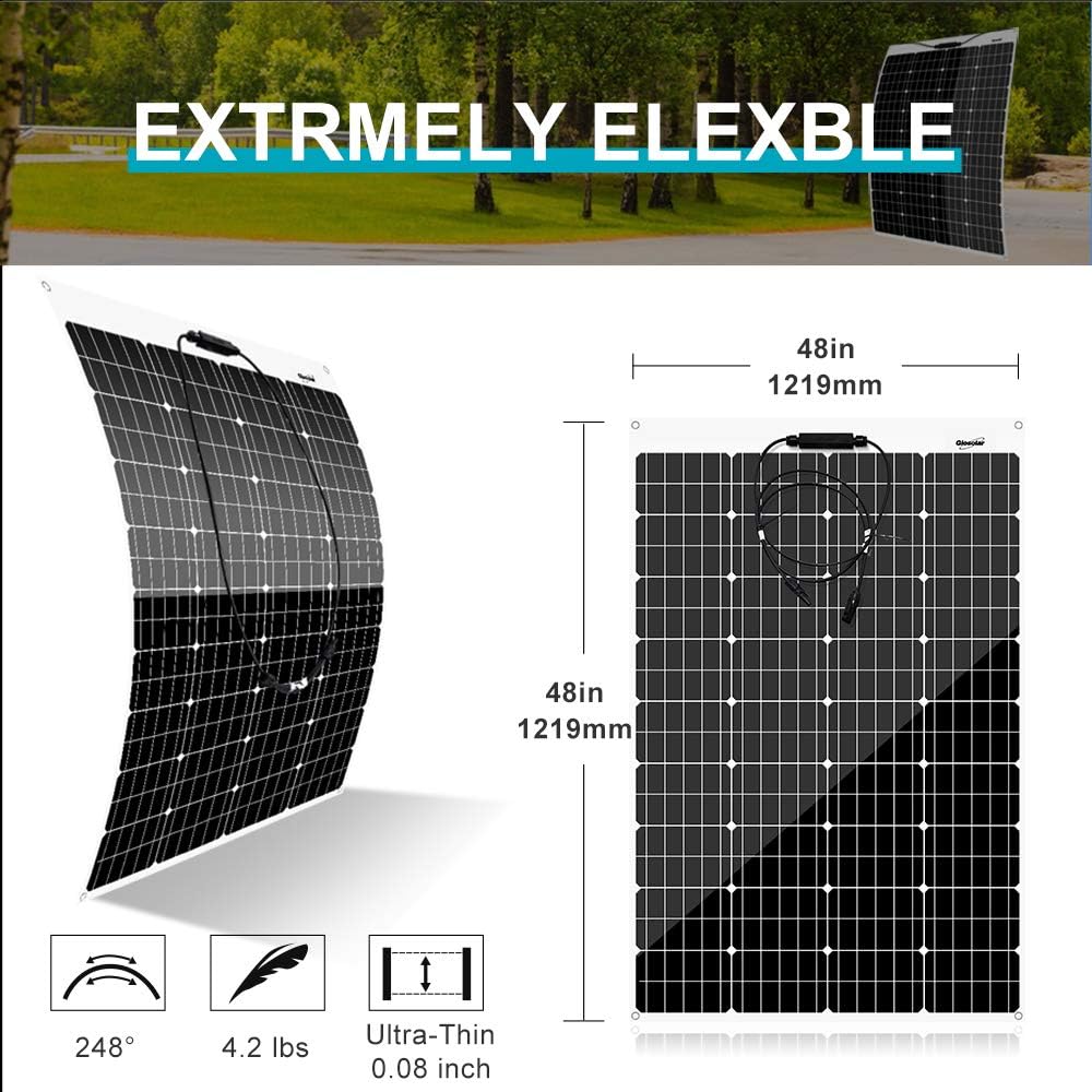 1000W Wind Solar Generator Kit with 3000W Inverter: 400W Wind Turbine and 6PCS 100W Semi-Flexible Solar Panels Charger for 12V 24V Roof Car Uneven Surfaces (1000W Wind Solar Kit with 3000w Inverter)