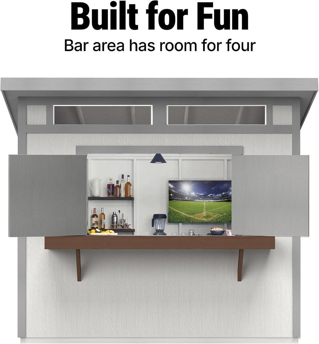 Handy Home Products Key West 10x8 Wooden Bar Shed with Complete Floor kit, 2x4 framing, Does not Include Paint and Roofing Shingles