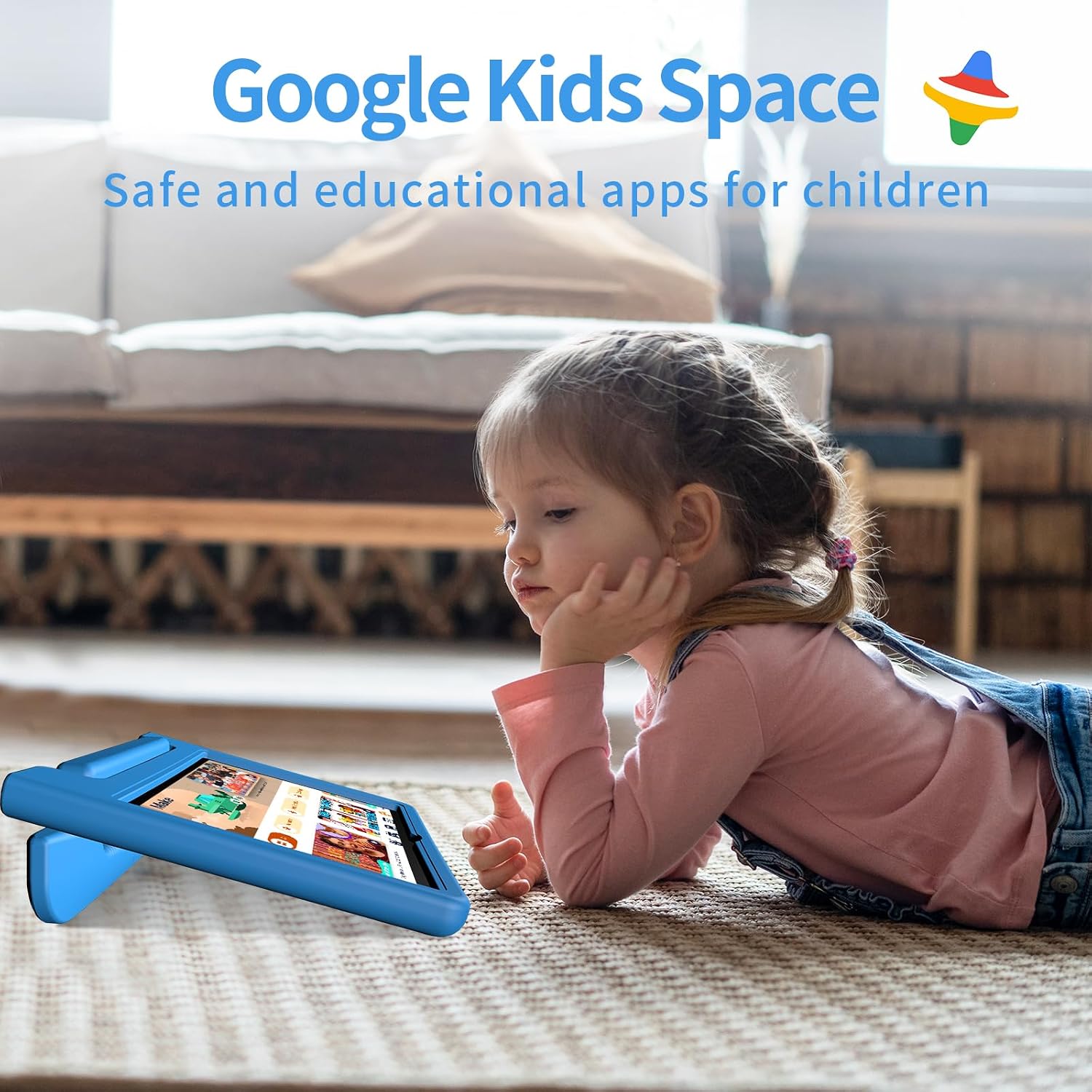 JREN Tablet for Kids｜10 Inch 64GB Android 14｜Octa-core｜64GB｜WiFi ｜Bluetooth｜Parental Control｜Kids Content｜Children Tabletas Blue