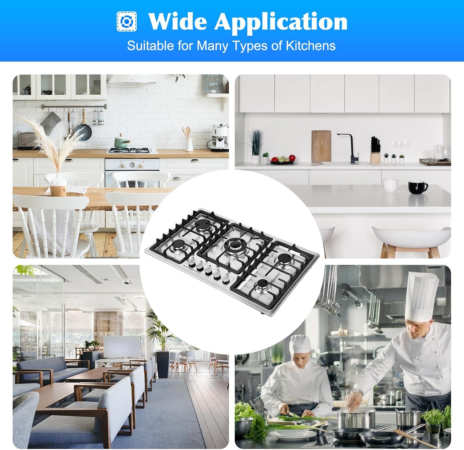 2 Burner Natural Gas Cooktop, Cooktop Stove Top, Tempered Glass Burners Stove with Anti-Temper Protection for Apartment, Indoor (Not Included Gas Pipe) (4)