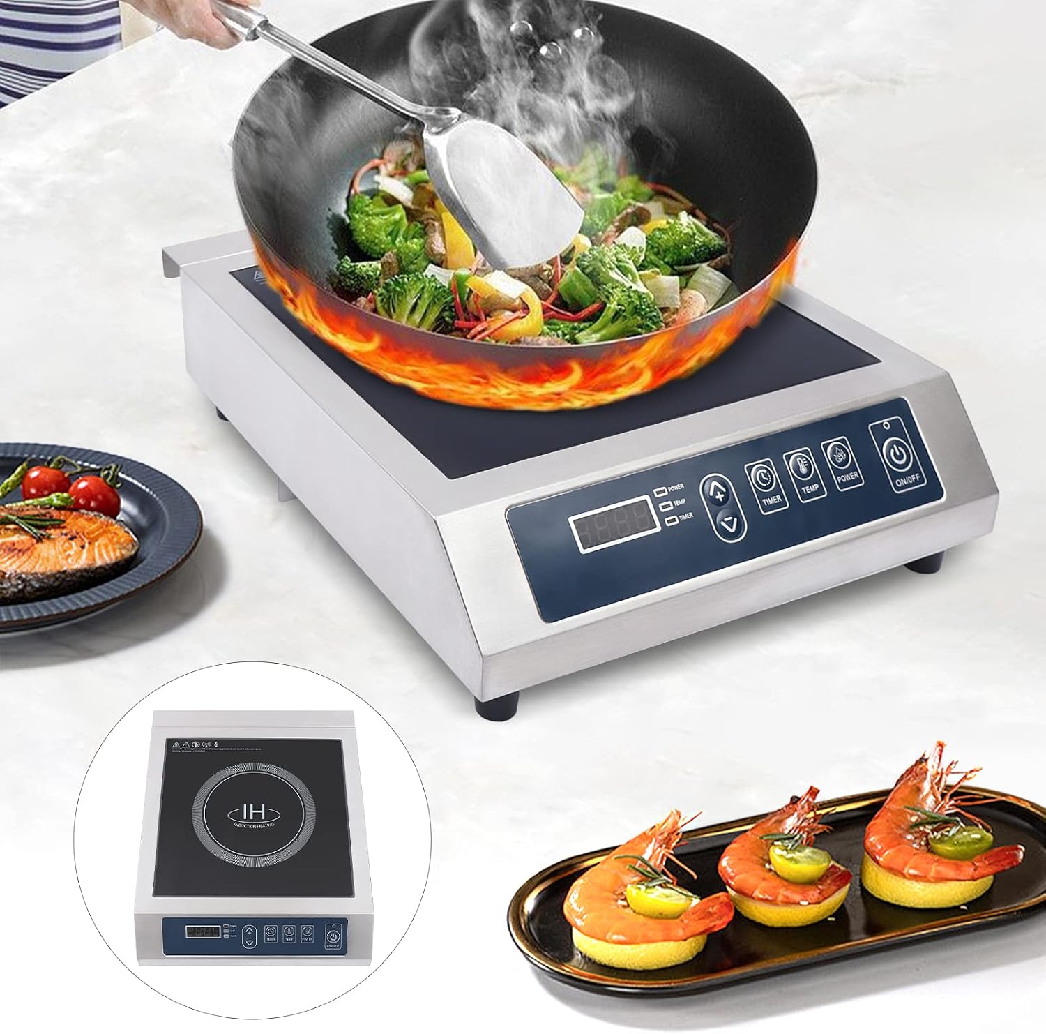 Induction Cooktop,Portable Induction Cooktop Countertop Burner,Professional Countertop Induction Cooktop with Push-button,Overheating Protection (1800W)