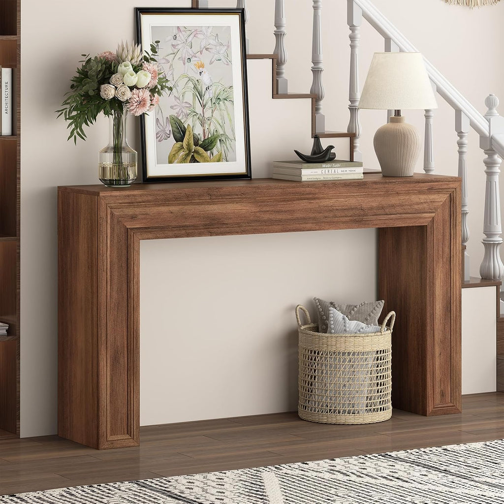 Rresyet 55 Inch Long Console Table, Sofa Table Behind Couch, Entryway Table, Farmhouse Entryway Table for Entrance, Hallway, Living Room (Wood)