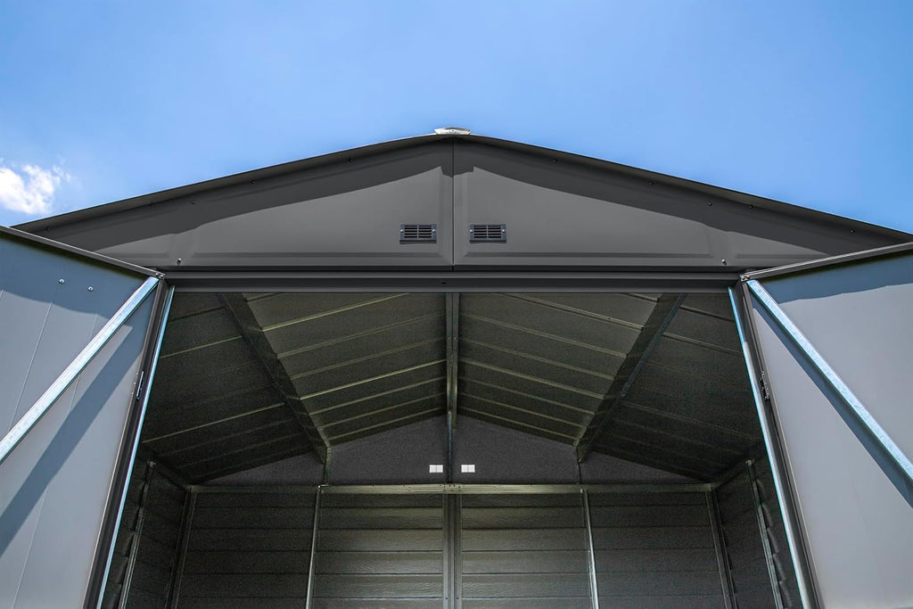 Arrow Select 10' x 12' Outdoor Lockable Steel Storage Shed Building, Charcoal