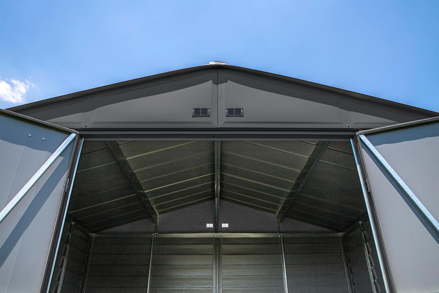 Arrow Select 10' x 12' Outdoor Lockable Steel Storage Shed Building, Charcoal