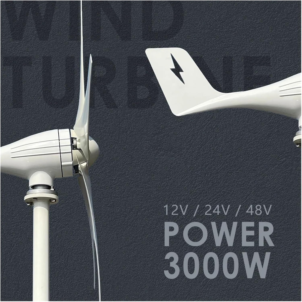 Wind Turbine Generator Kit, Free Energy Wind Turbine Generator 3000w 12v 24v 48v 5 Blades Windmills RV Yacht Farm for Home Use(12V)