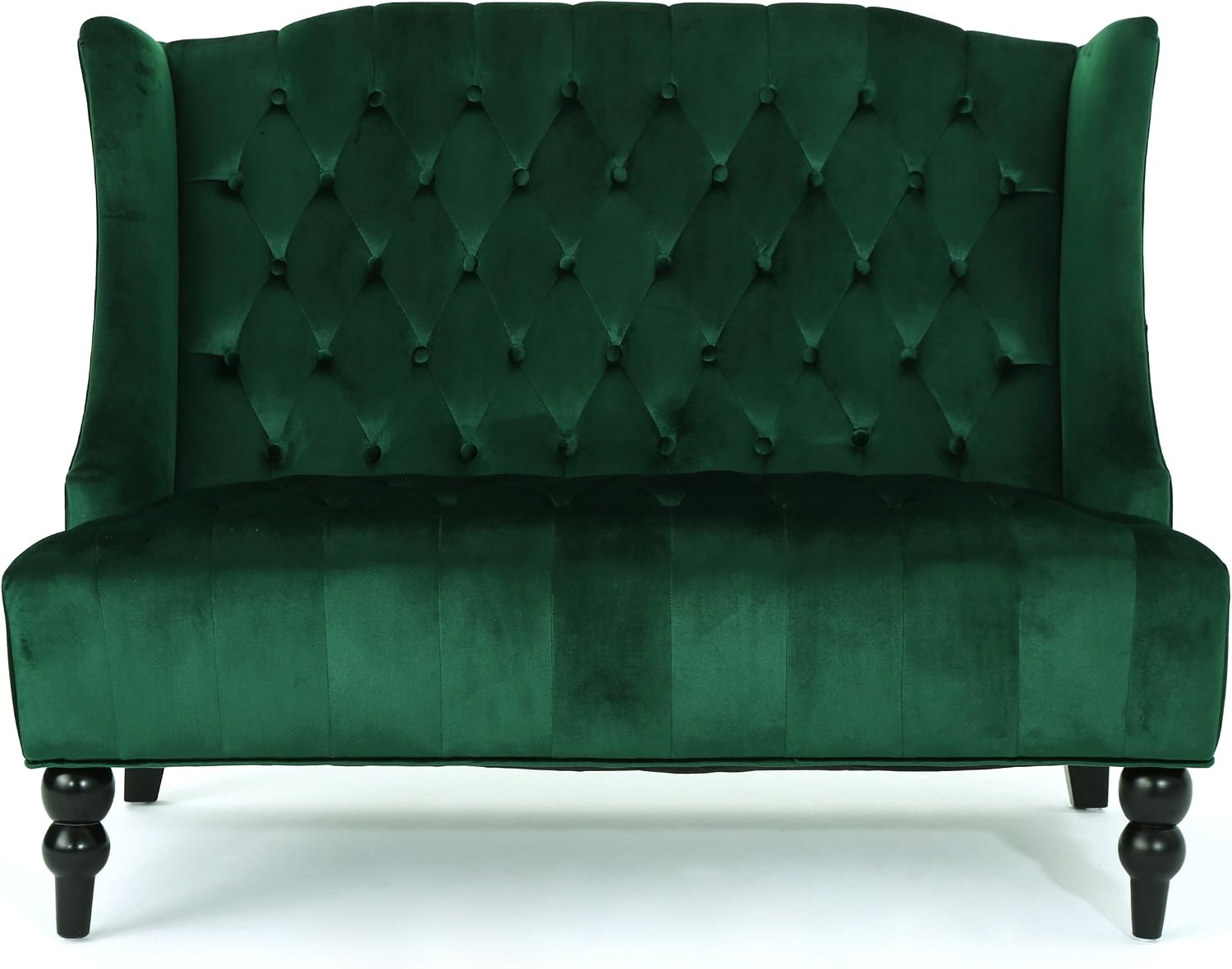 Emerald Modern Velvet Loveseat Sofa Couch, 50' Mid - Century Tufted Upholstered Small Love Seat Couch, Curved High Back 2-Seats Couches for Compact Space, Living Room, Apartment (Emerald)