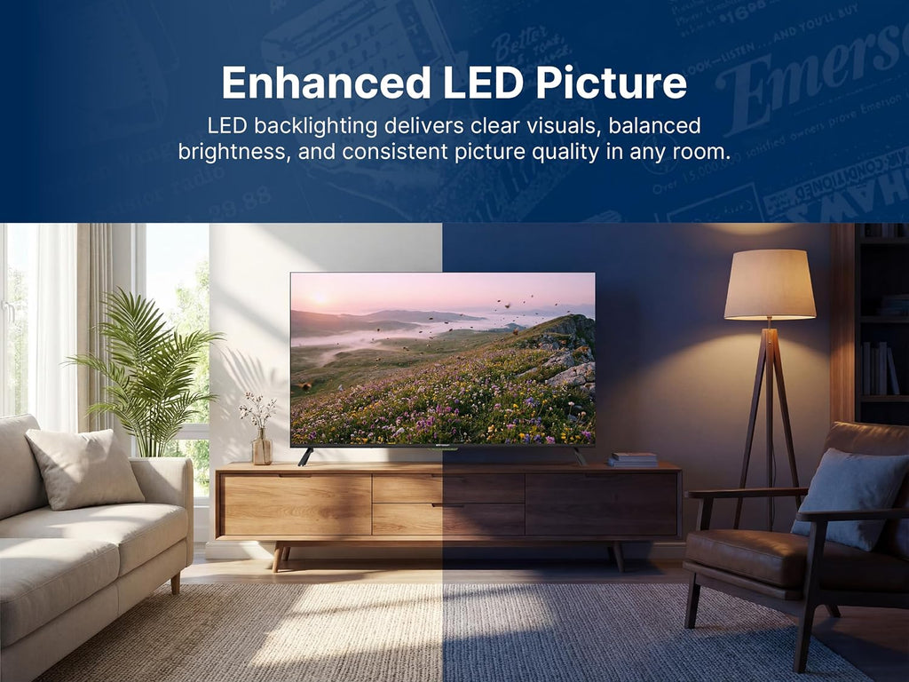 Emerson ETS-5000KA 50' Class 4K UHD Smart TV with Full HDR | Ultra HD 2160p LED Display, Built-in Digital Tuner, HDMI & USB Inputs, Voice Control Compatible, Sleek Design for Home Entertainment