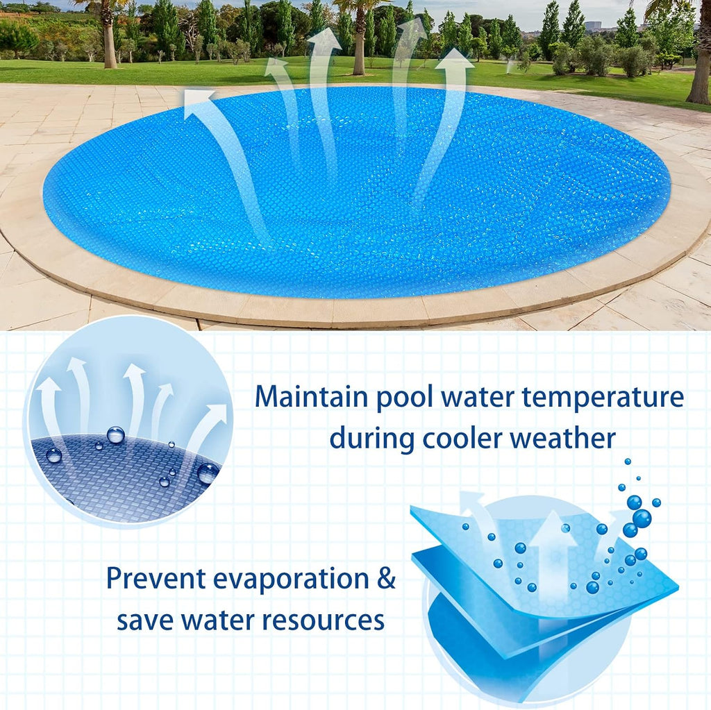 Frienda 12 x 24 ft Blue Rectangle Solar Pool Cover 16 Mil Solar Blanket for Above Ground Inground Pools Heavy Duty Floating Bubble Pool Hot Tub Spa Covers for Swimming Pools