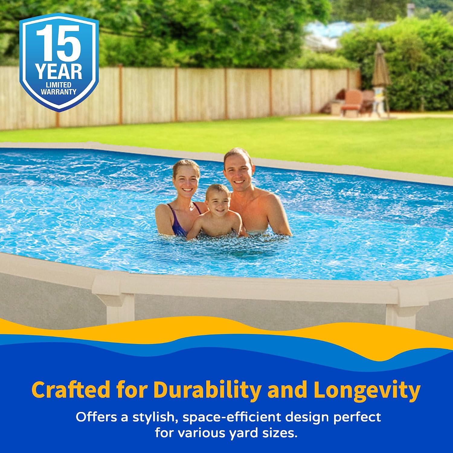 Trinity 18-ft x 33-ft Oval 52-in Deep Steel Wall Pool Package with 7-in Top Rail